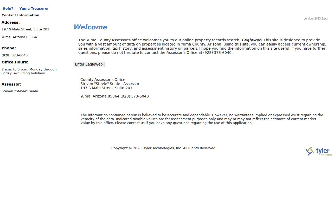 Yuma County residents directory Assessor EagleWeb search