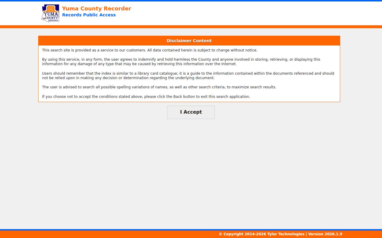 Yuma County residents directory Recorder public index